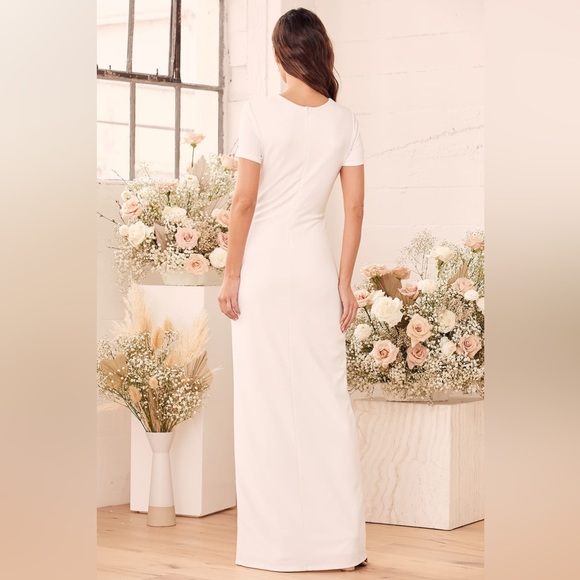 Lulu’s Eternal Elegance White Surplice Short Sleeve Maxi Dress - Picture 2 of 8